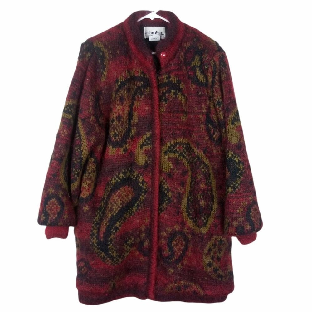 John Weitz Vintage Womens Kid Mohair Sweater Coat